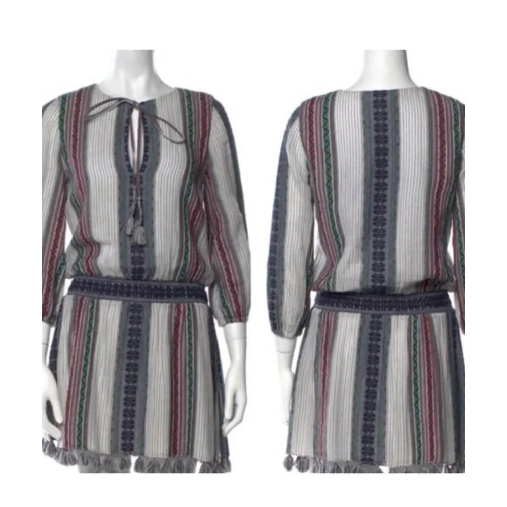 Alice + Olivia Dress Womens 8 FLAWED Nance Smocked Waist Embroidered Boho - Picture 5 of 13